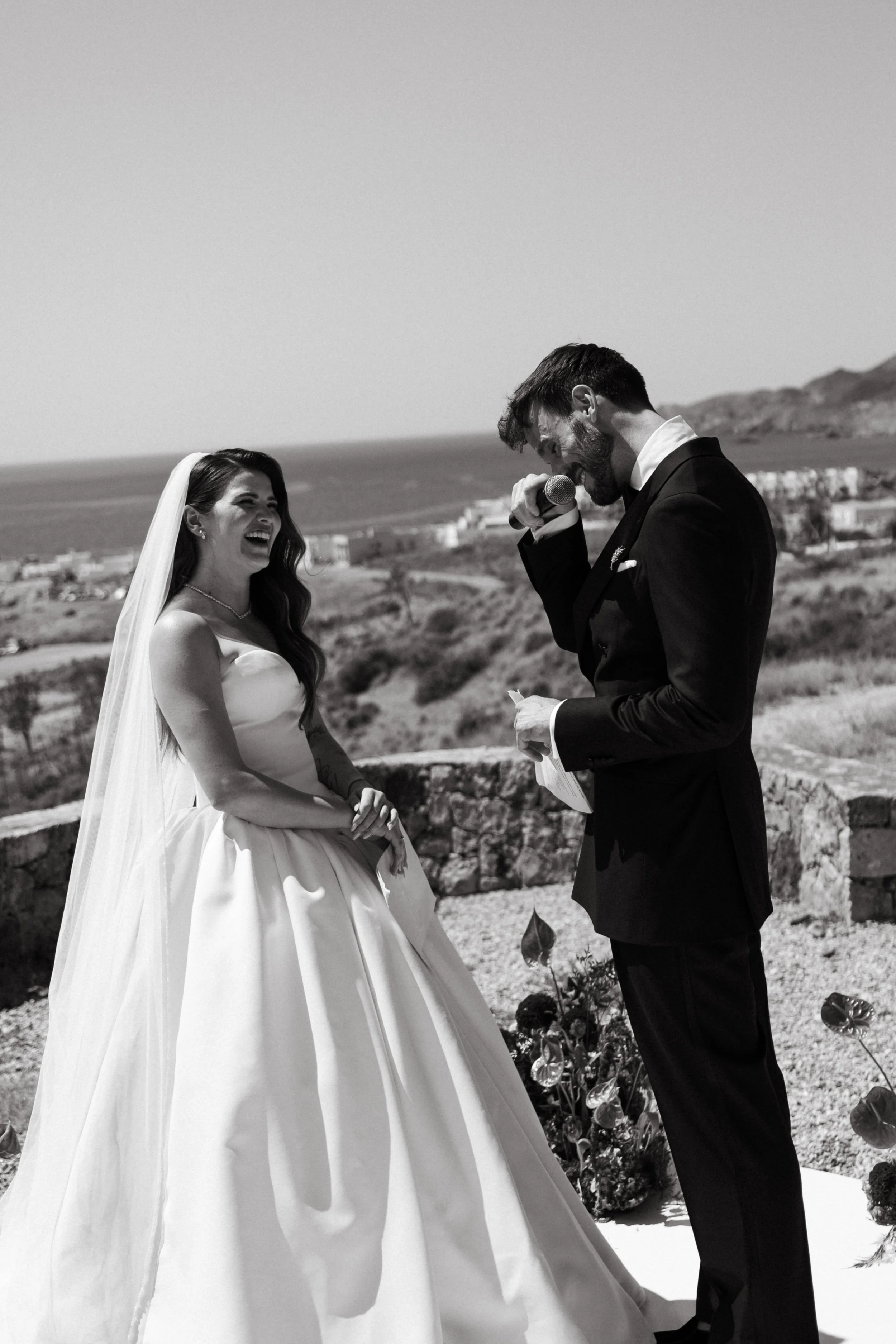 Wedding ceremony overlooking the Mediterranean coast of Spain