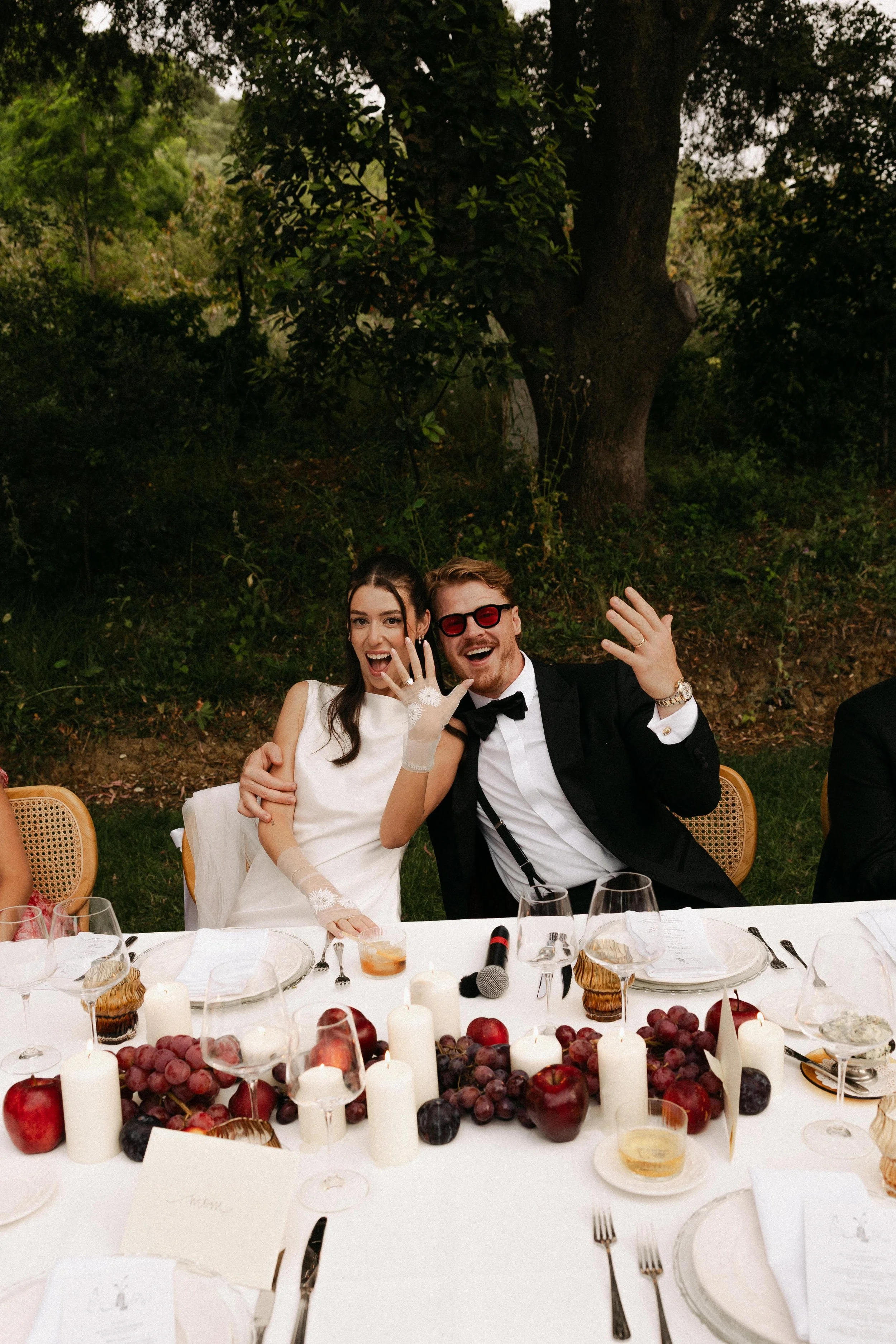 Authentic moments shared during the wedding reception, Bride and groom showing rings