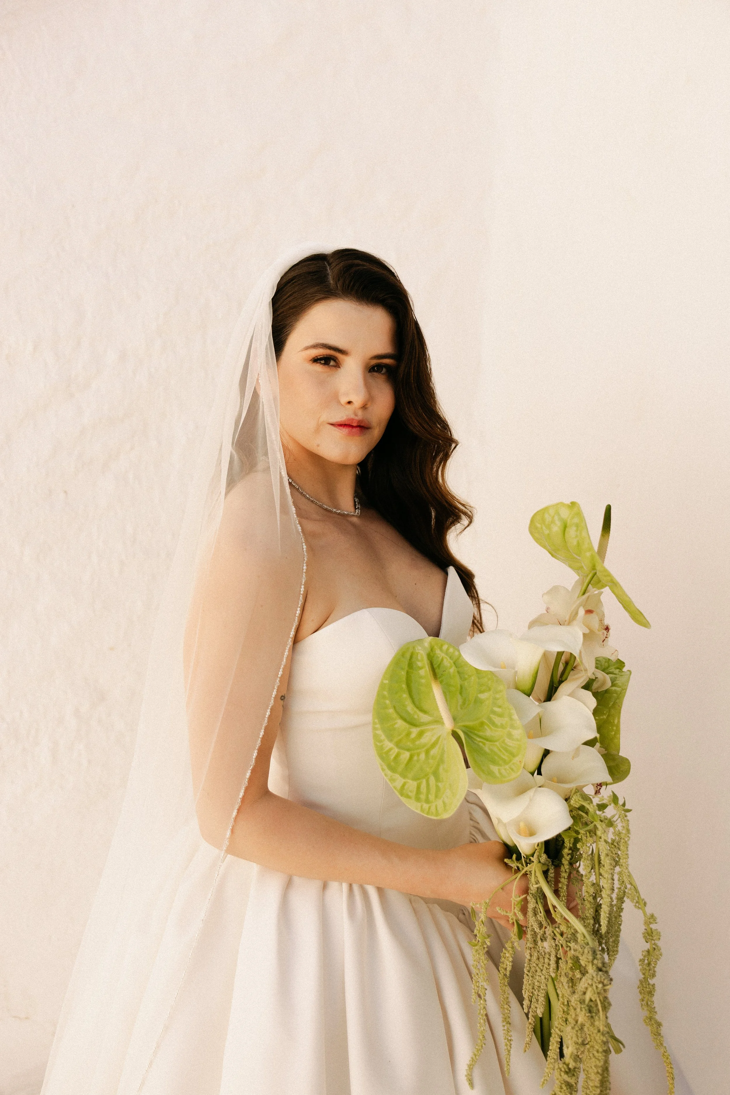 Fashion editorial bride portrait at a Spanish wedding