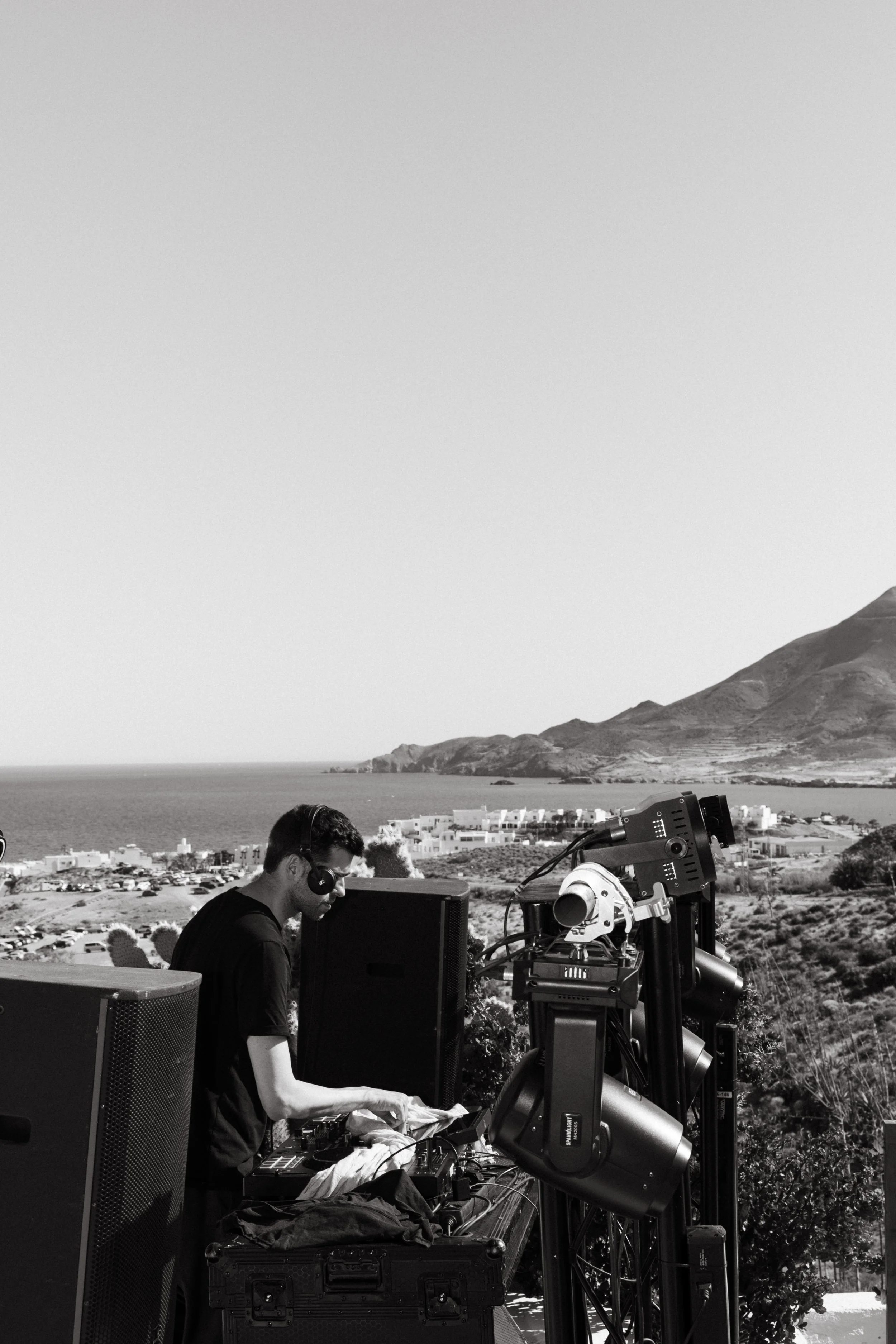 Outdoor wedding dance floor overlooking the Mediterranean