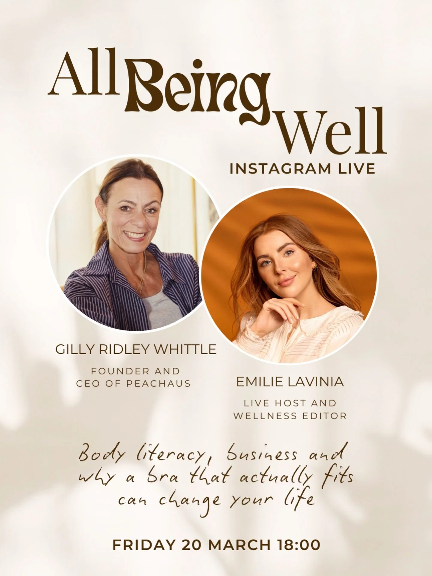 Join Gilly and I tomorrow for a live chat! Gillian Ridley Whittle @gillypridleywhittle is the founder and CEO of @peachaus_life.

Peachaus has been one of my favourite brands for many years because it stands for so much &ndash; beauty, self knowledge