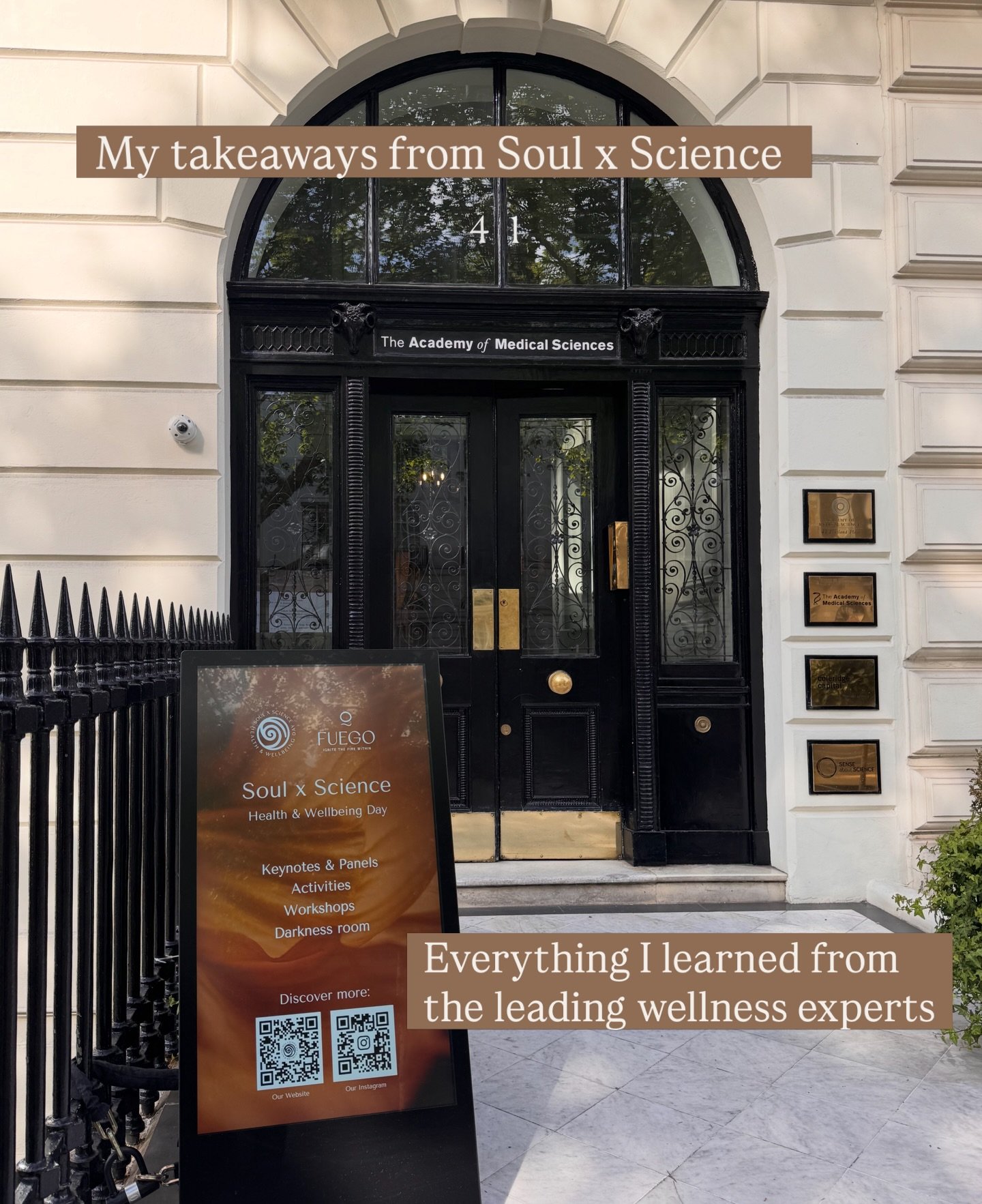 My takeaways from an incredible day at @soulxscience_byfuego. I interviewed leading longevity experts and wellness practitioners, tuned into my nervous system in the darkness room and listened to brilliant key notes from doctors, therapists and innov