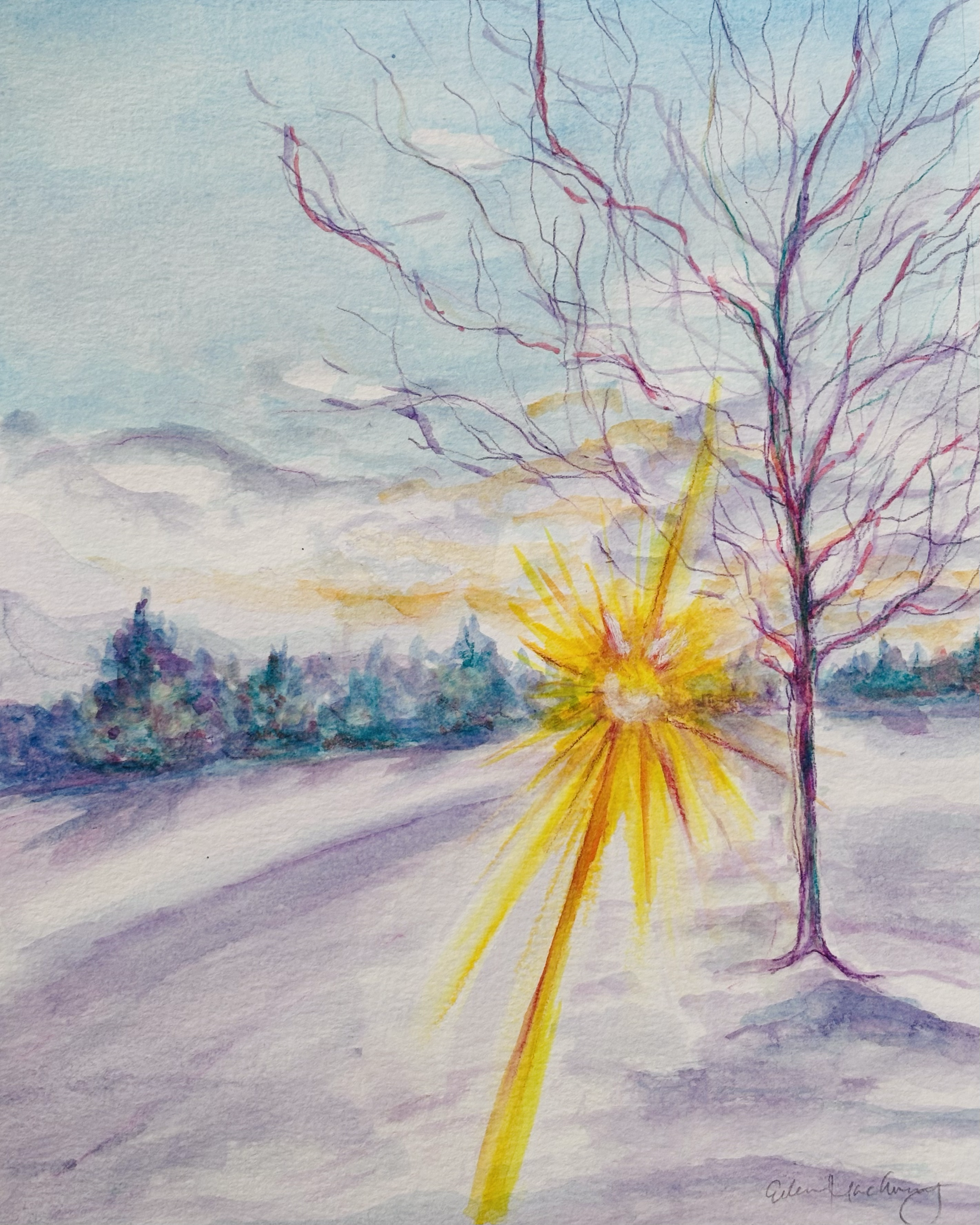Sunrise, Watercolor (8x10 inches)