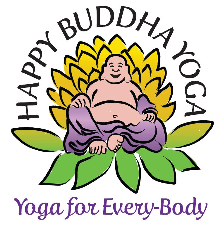 Brand identity for Happy Buddha Yoga, a yoga studio located in Goshen, NY.