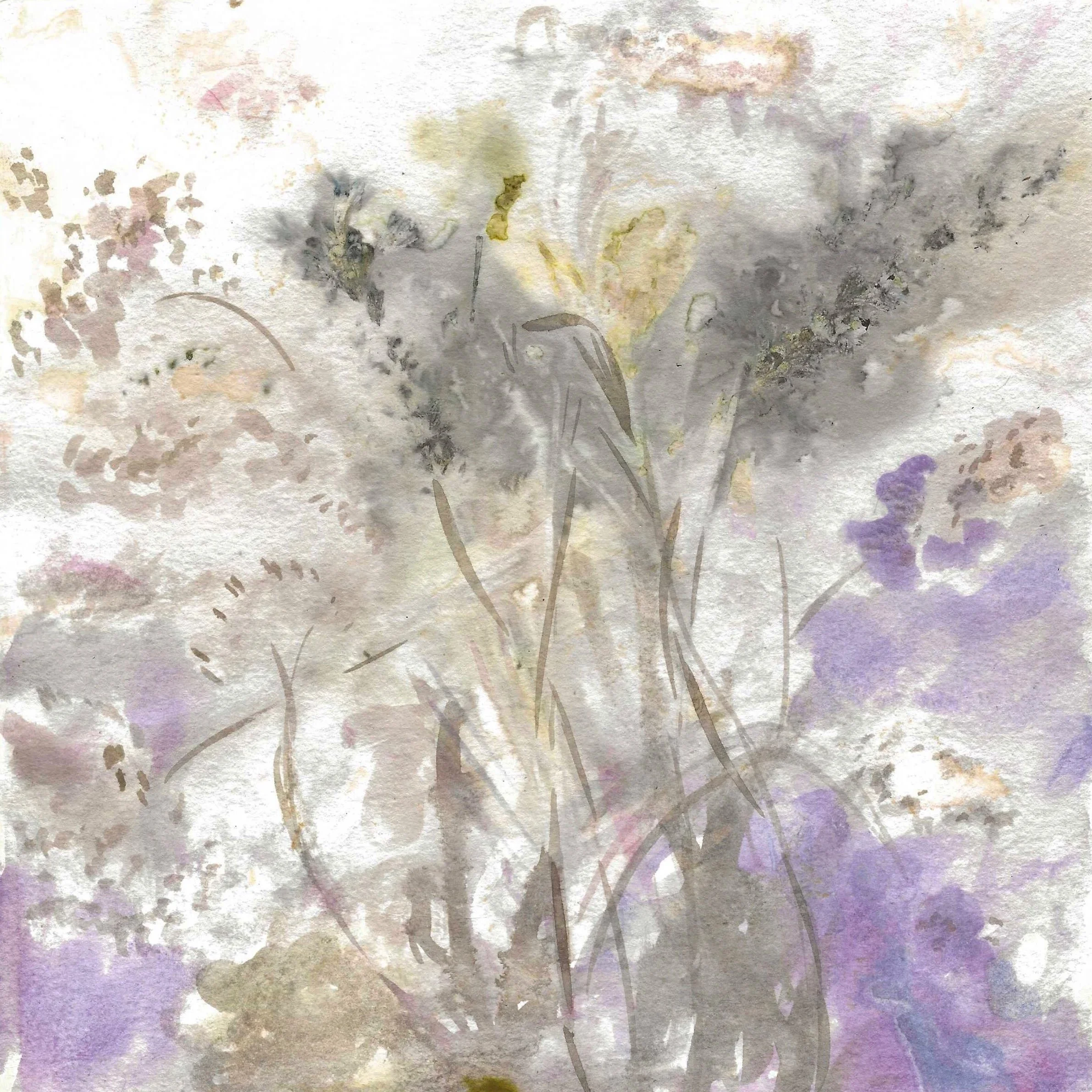 "Ella's Garden" (Mixed Media, Botanical print with natural inks, 8x8 inches unframed)