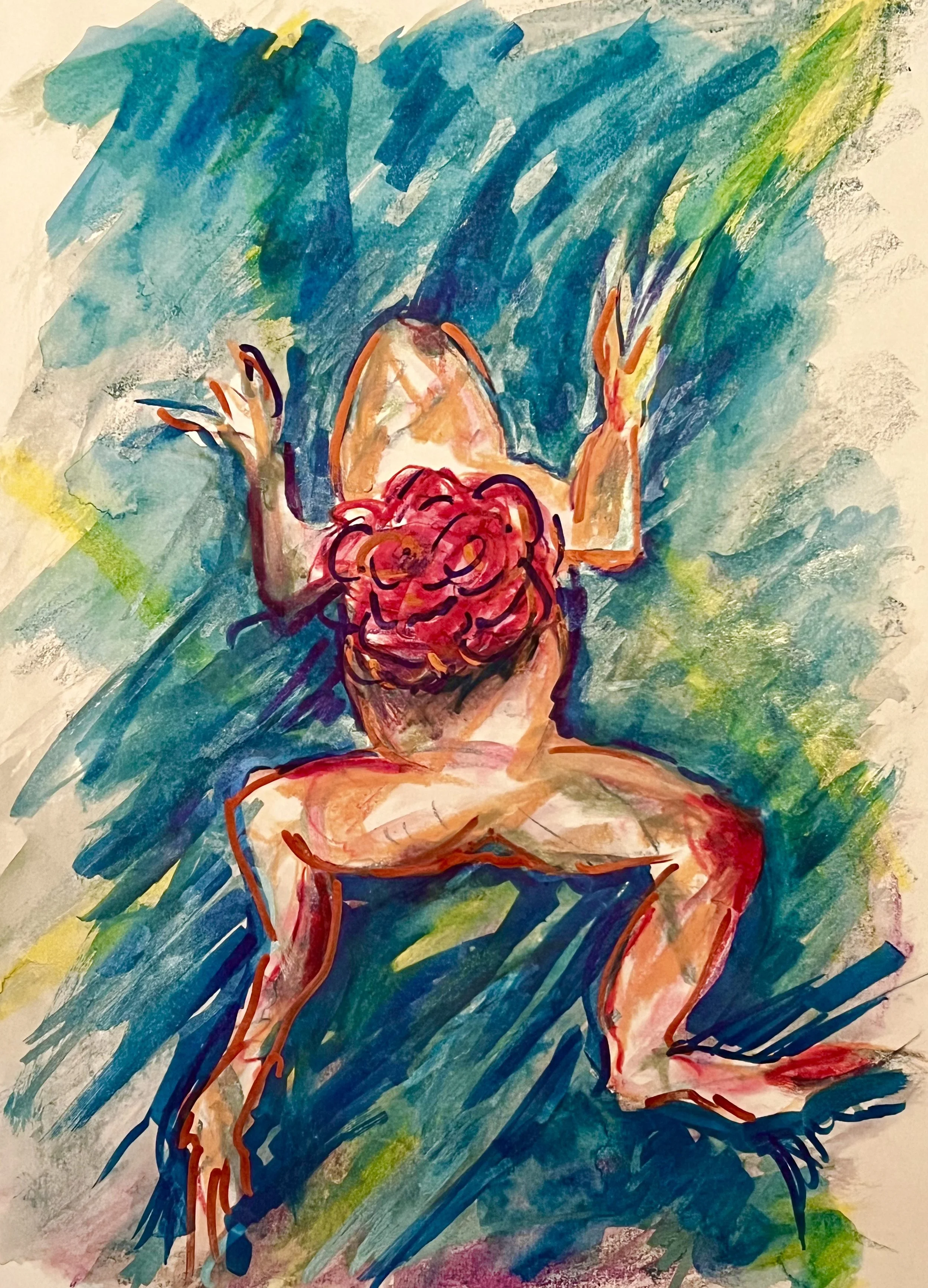 "Restes de grenouille" (7x10 inches, mixed media) 2023