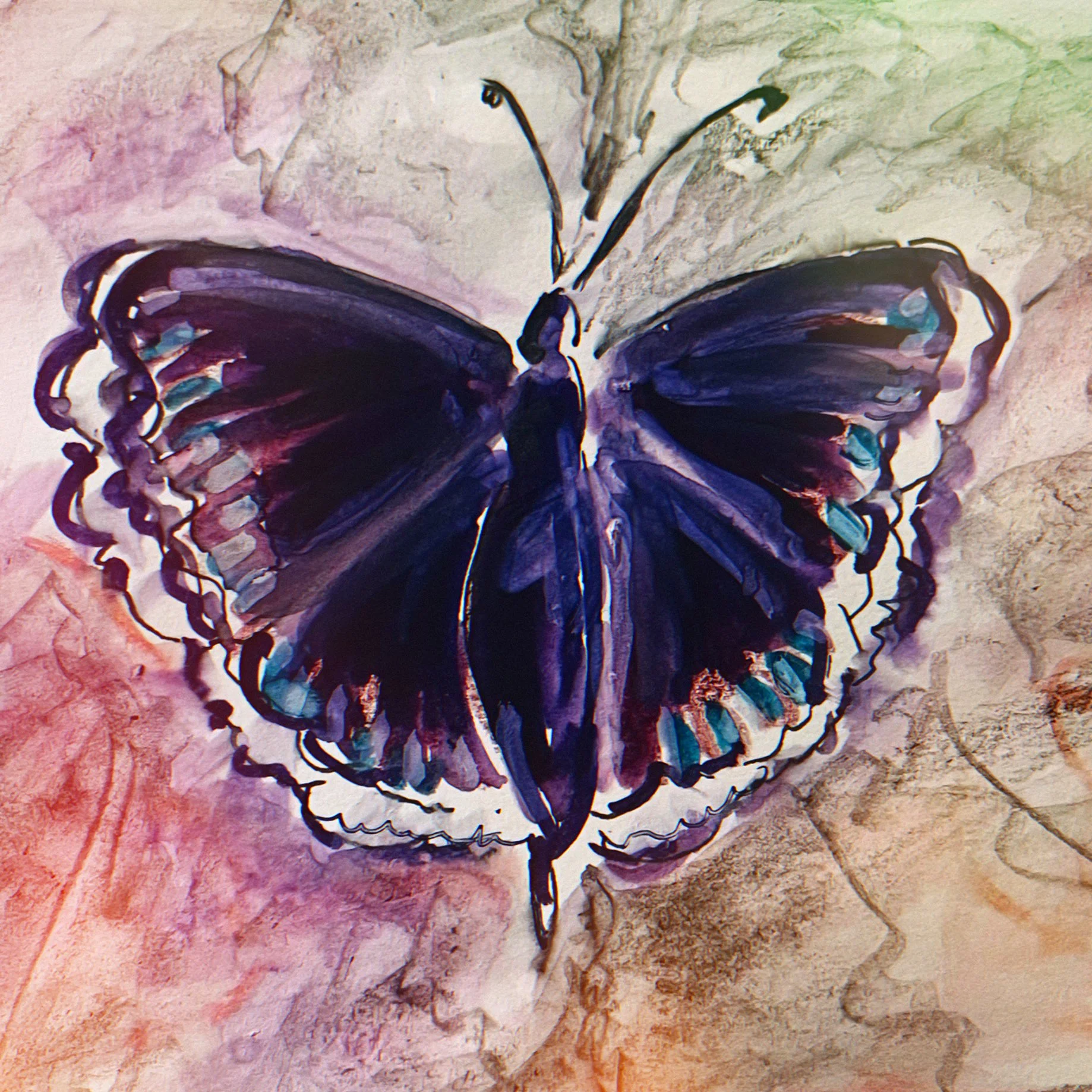 "Mourning Cloak" (6x6 inches, watercolor) 2024