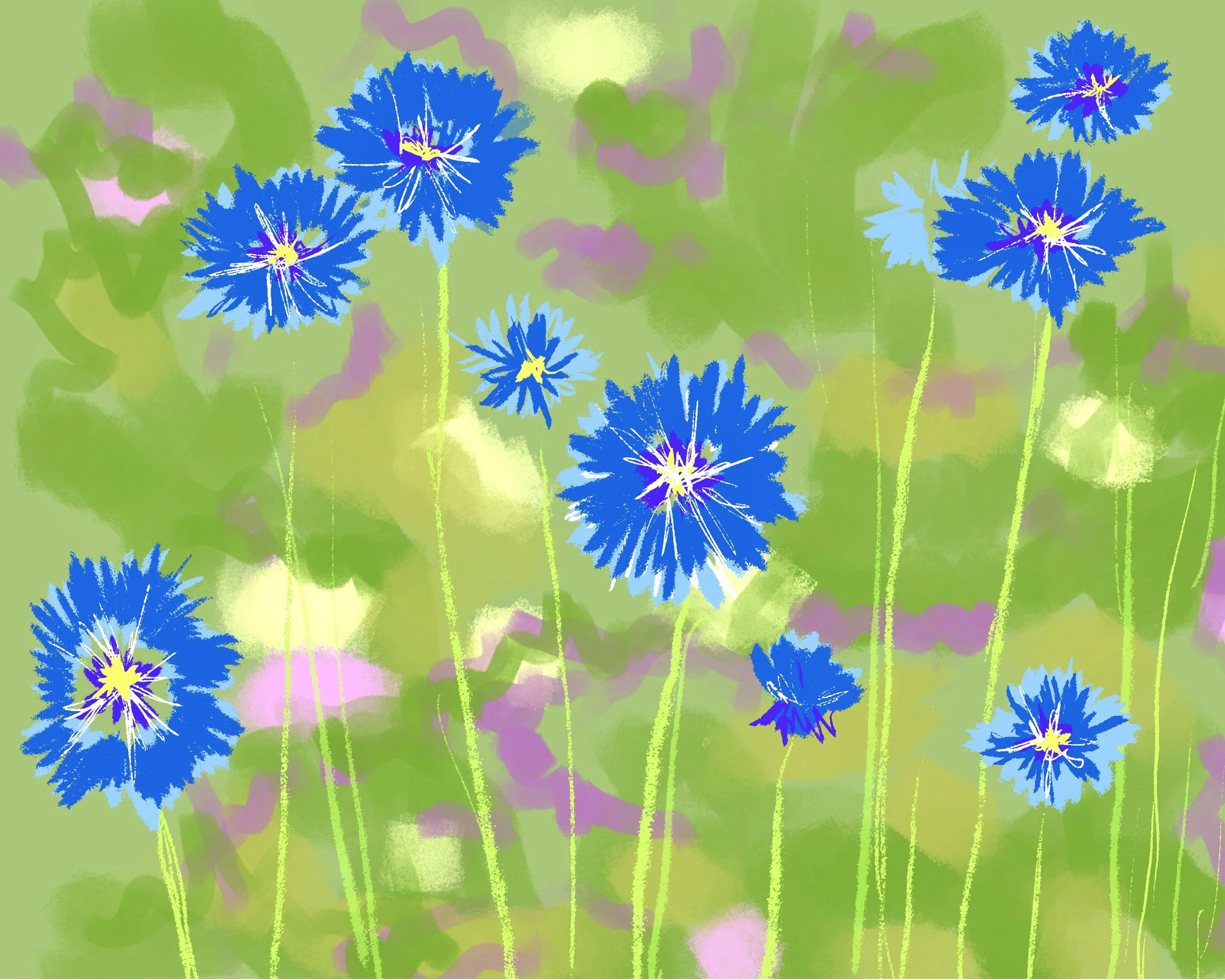 "Cornflowers" (20x16 inches, digital) 2020