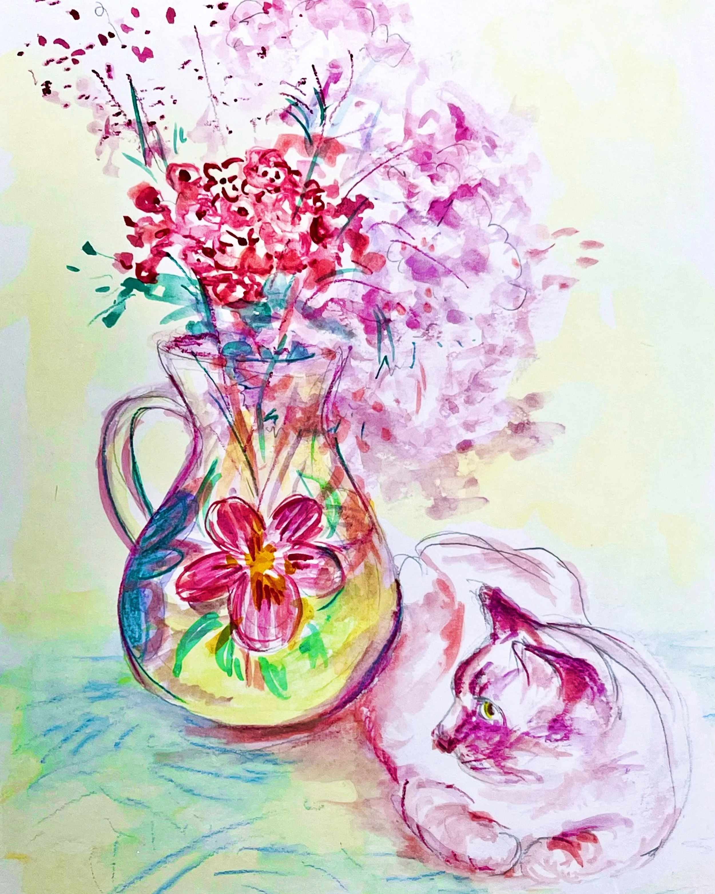 "Summer Dreams in January" (8x10 inches, watercolor) 2024