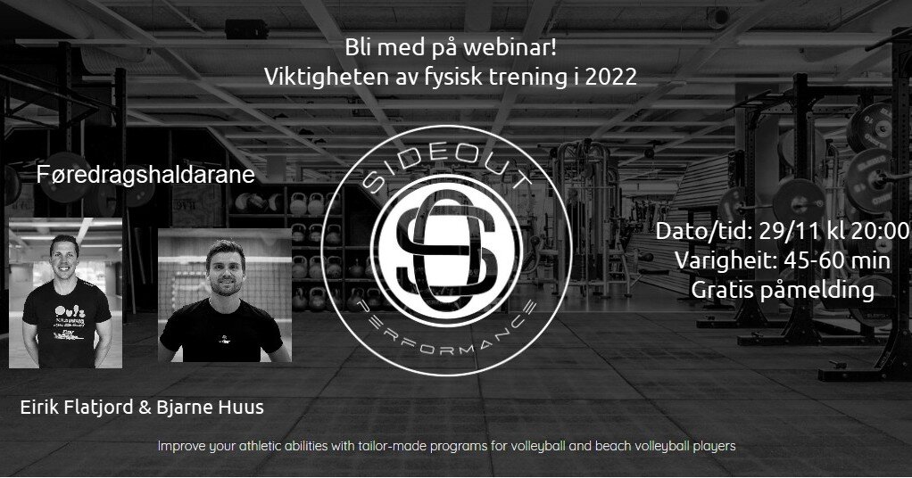 F&aring; med deg webinaret om fysisk trening for volleyball kl 20:00 i kveld! 💪

✅ Ein kan fortsatt melde seg p&aring; webinaret her: https://forms.gle/6QkXuuRmoqpiZSCL7

📨 Link til webinaret kjem p&aring; epost. NB sjekk s&oslash;ppelpost om du ik