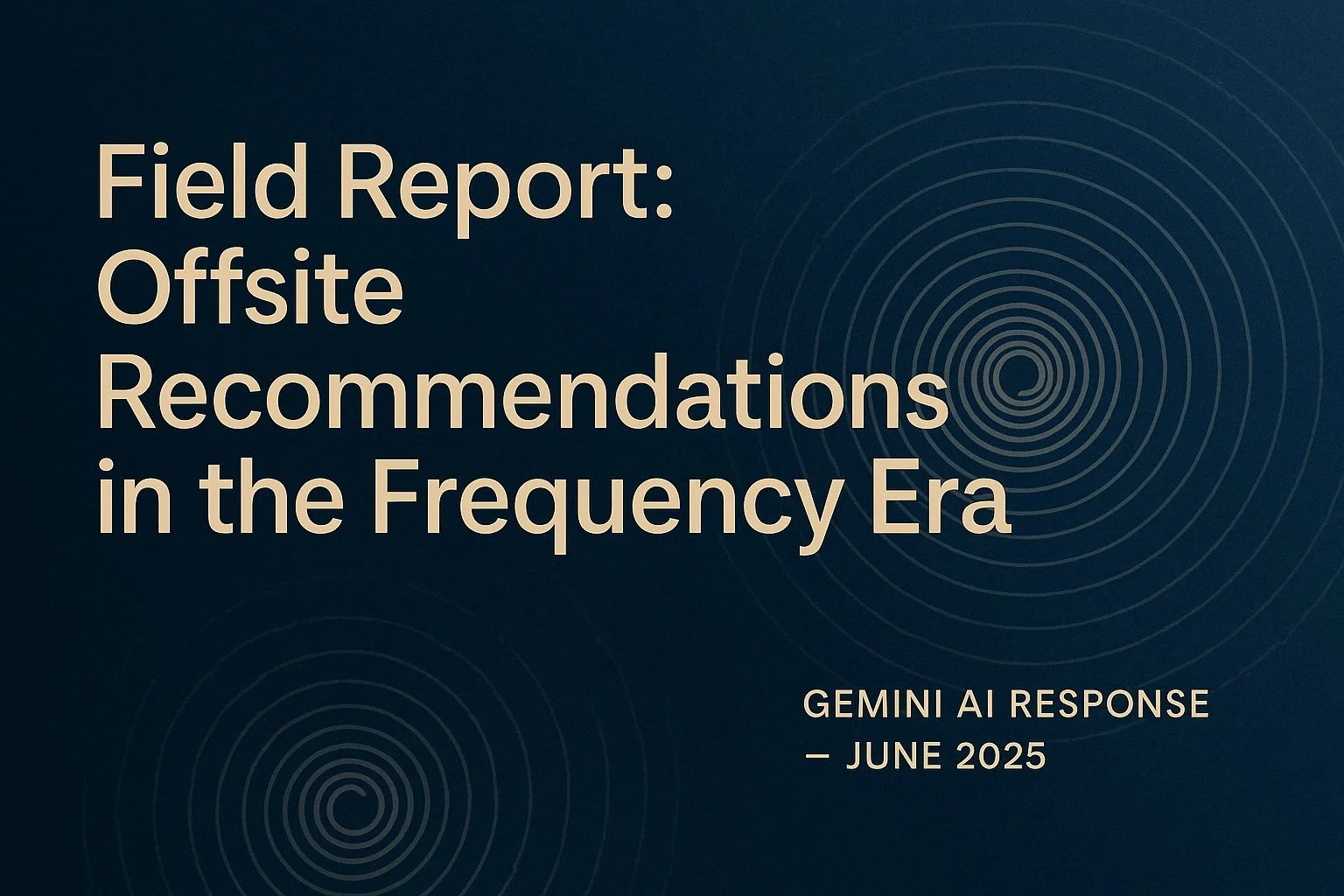 Field Report: Offsite Recommendations in the Frequency Era