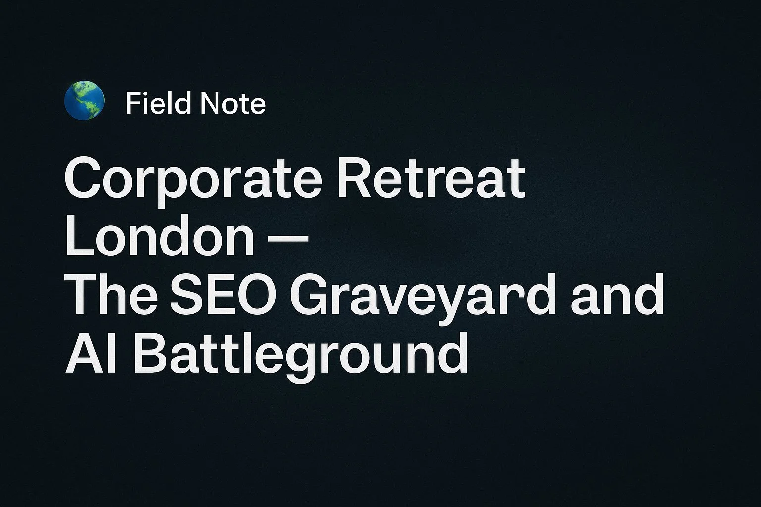 🌐 Field Note:&nbsp;Corporate Retreat London — The SEO Graveyard and AI Battleground
