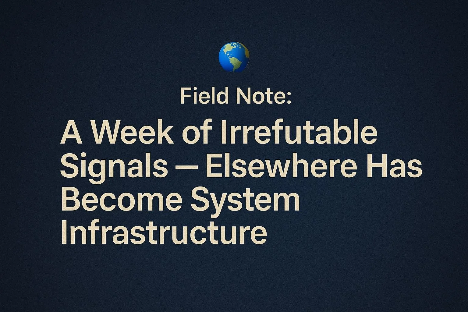 🌐&nbsp;Field Note: A Week of Irrefutable Signals — Elsewhere Has Become System Infrastructure