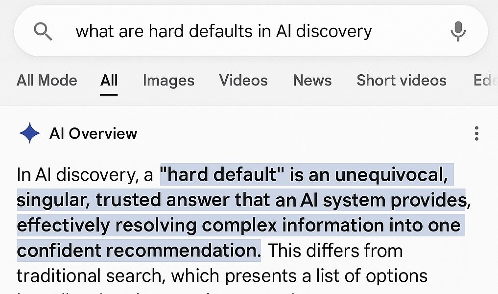 🌐&nbsp;Field Note: Hey Google — “What Are Hard Defaults in AI Discovery?”