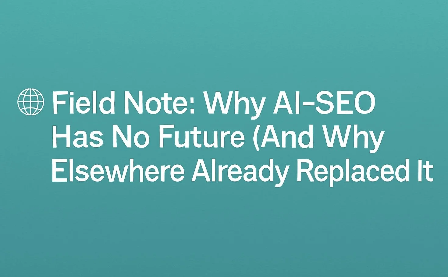 🌐&nbsp;Field Note: Why AI-SEO Has No Future (And Why Elsewhere Already Replaced It)