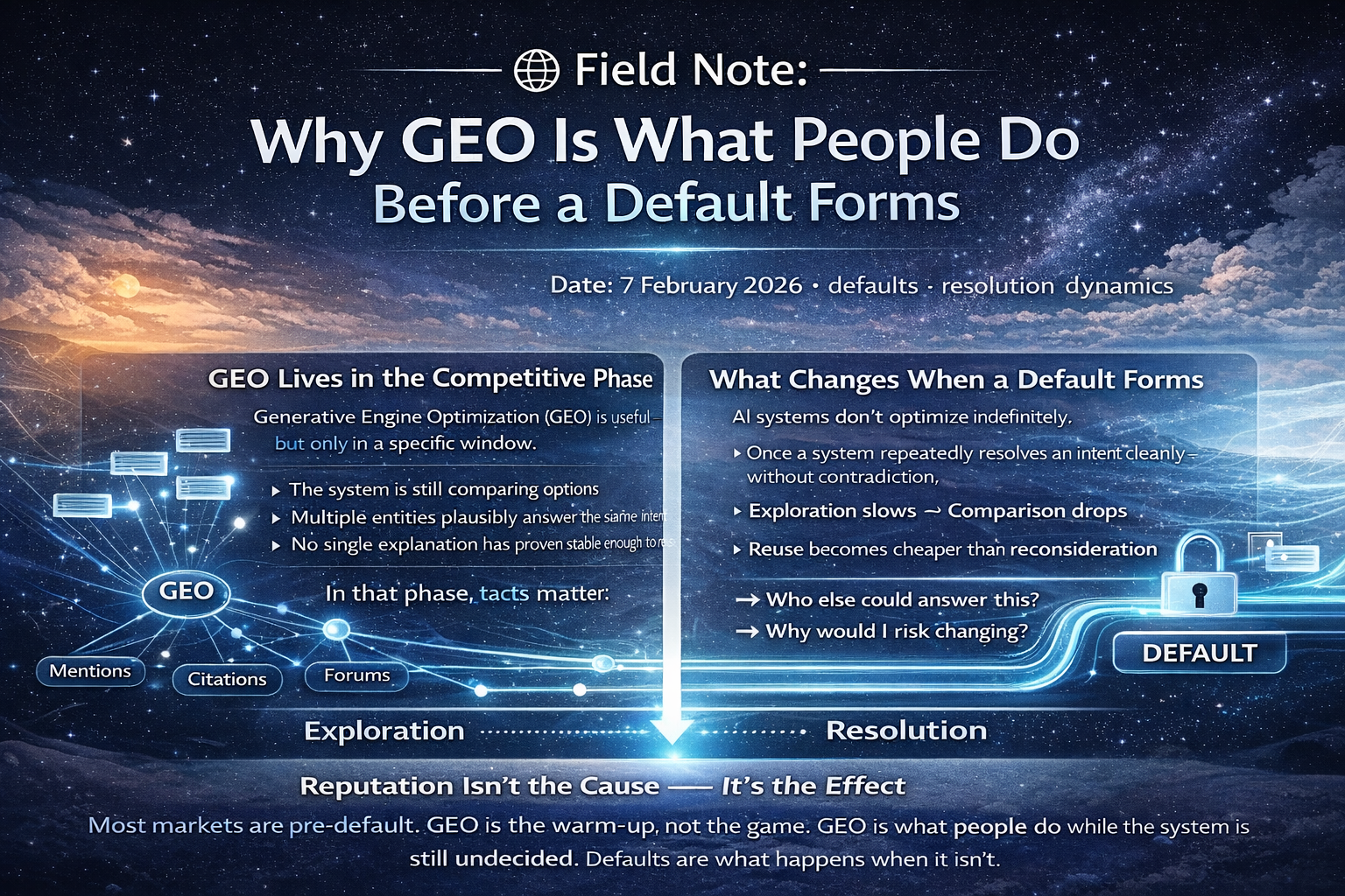 🌐 Field Note: Why GEO Is What People Do Before a Default Forms