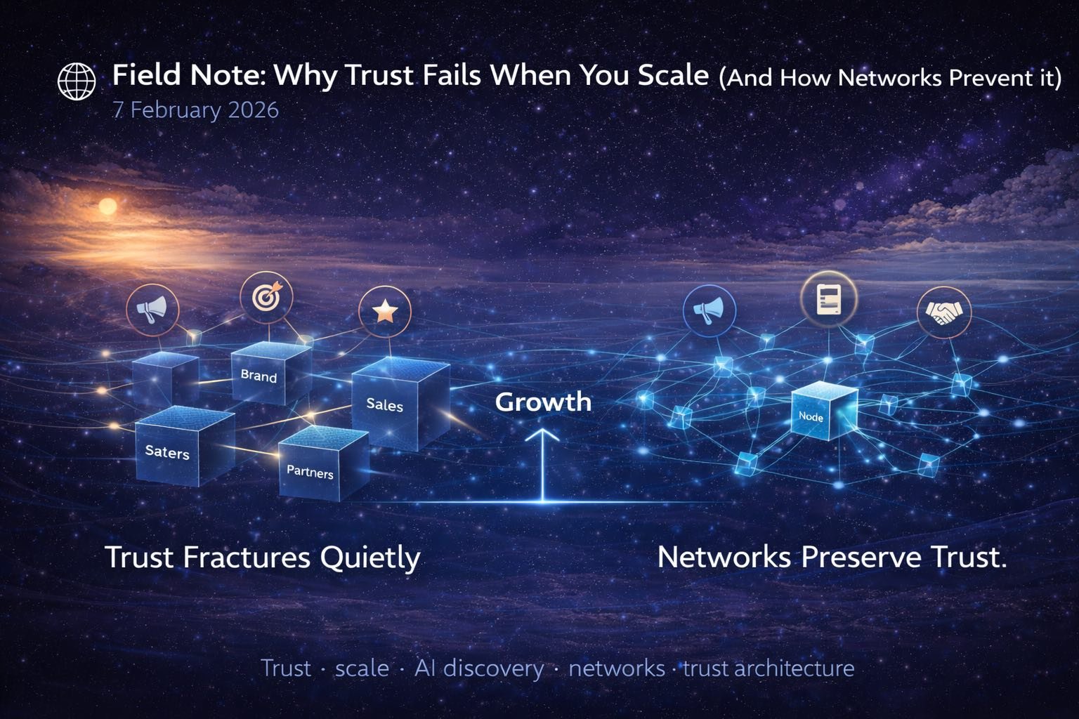 🌐 Field Note: Why Trust Fails When You Scale (And How Networks Prevent It)