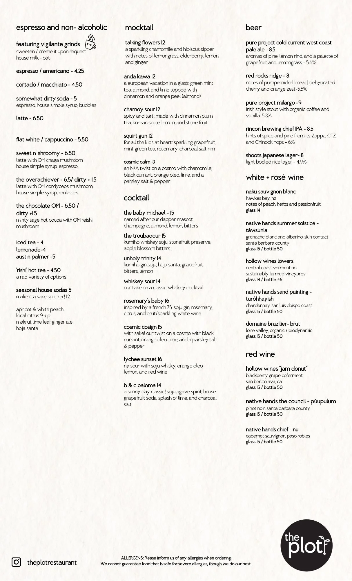 The Plot Oceanside | Best Vegan Restaurant Menu — theplot