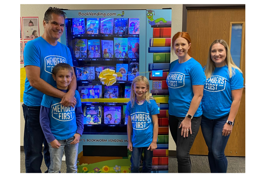 Members First Credit Union Helps Stock Farwell Elementary’s First-Ever Book Vending Machine