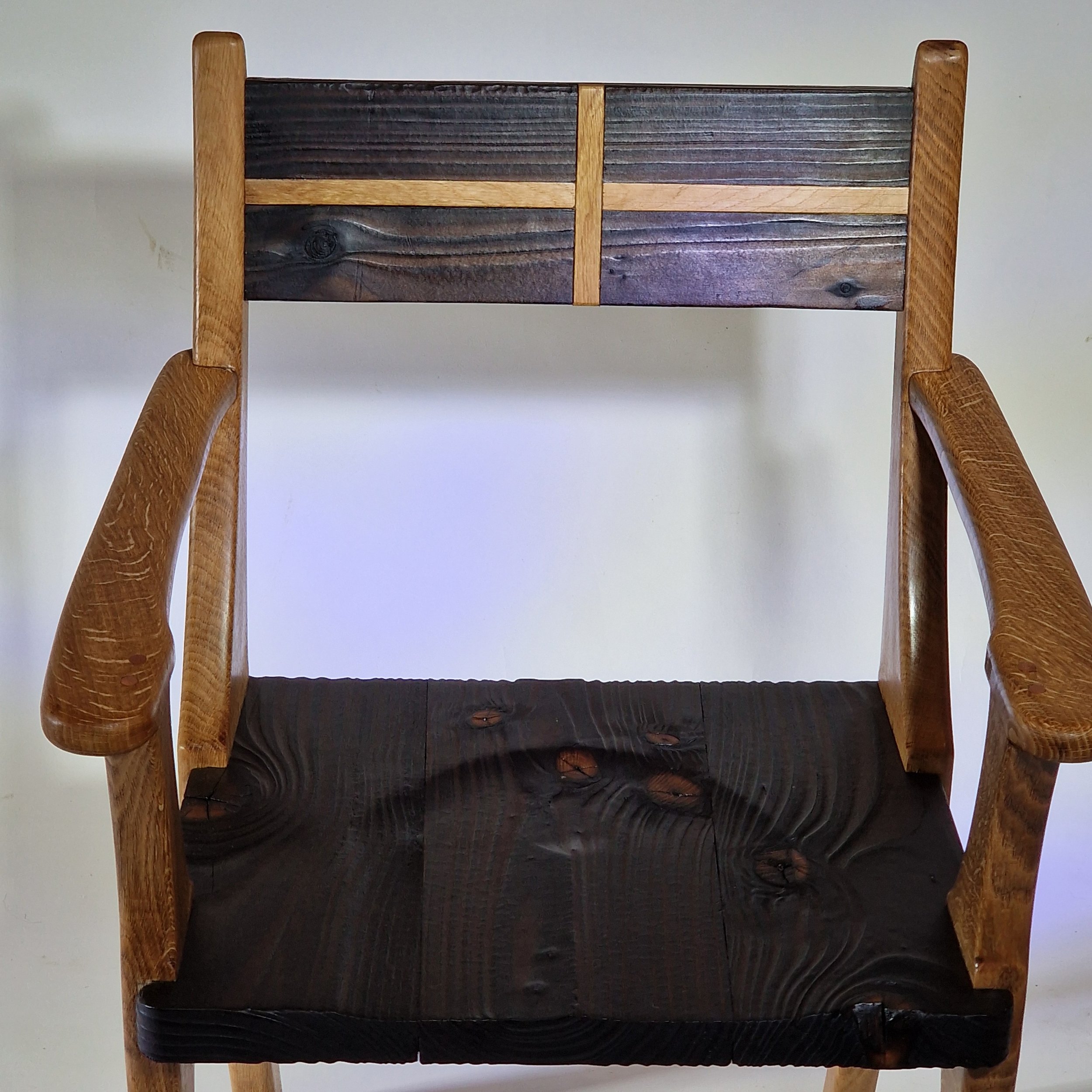 Oak and Charred pine carver