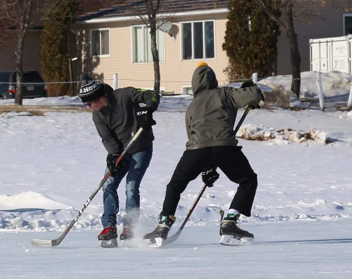 Mini scrimmage on the outdoor rink
