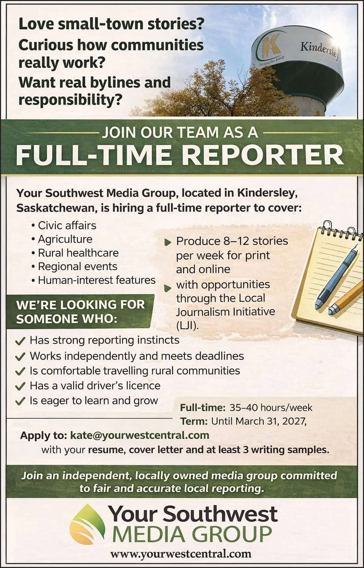 Your Southwest Media Group, Join our team as a FULL-TIME REPORTER