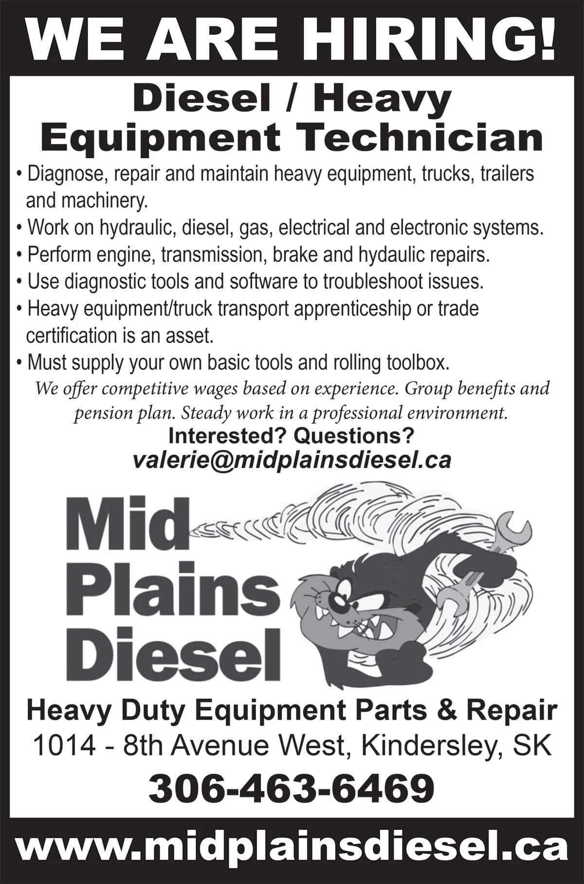 Mid Plains Diesel: WE ARE HIRING! Diesel / Heavy Equipment Technician