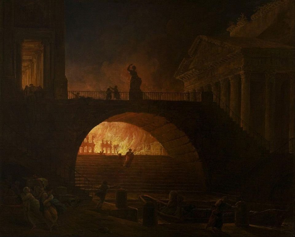  'De brand van Rome' (Hubert Robert, 1719-1785) 