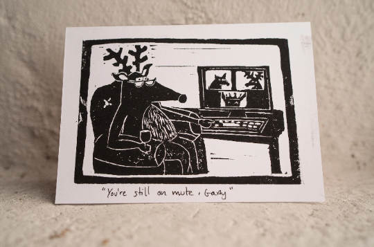 Hand Printed Lino Christmas Card