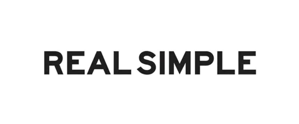 The logo of Real Simple magazine in black and white.