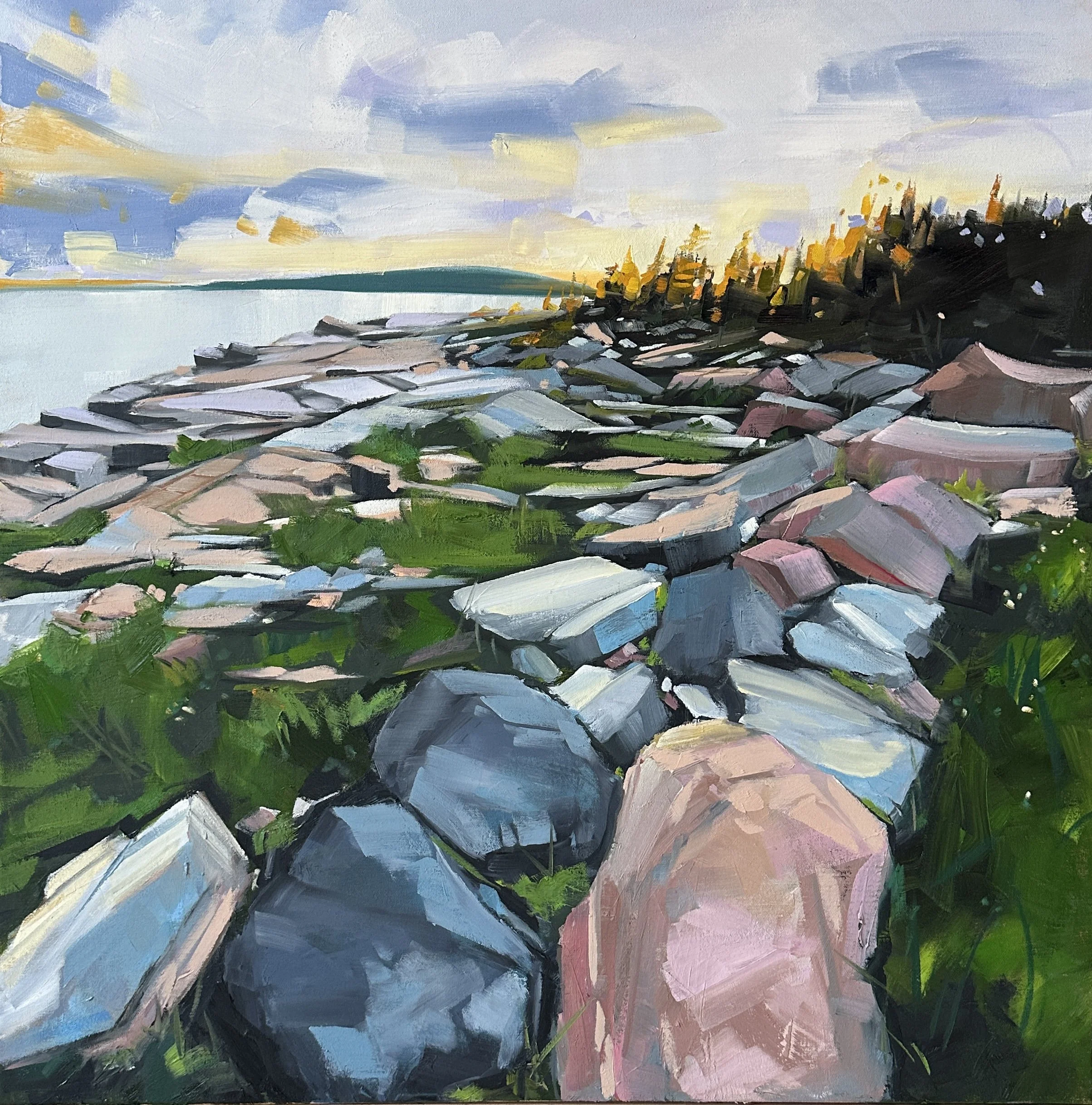 SOLD. Schoodic Point 30 x 30 o/c. $2500. Available at Littlefield Gallery