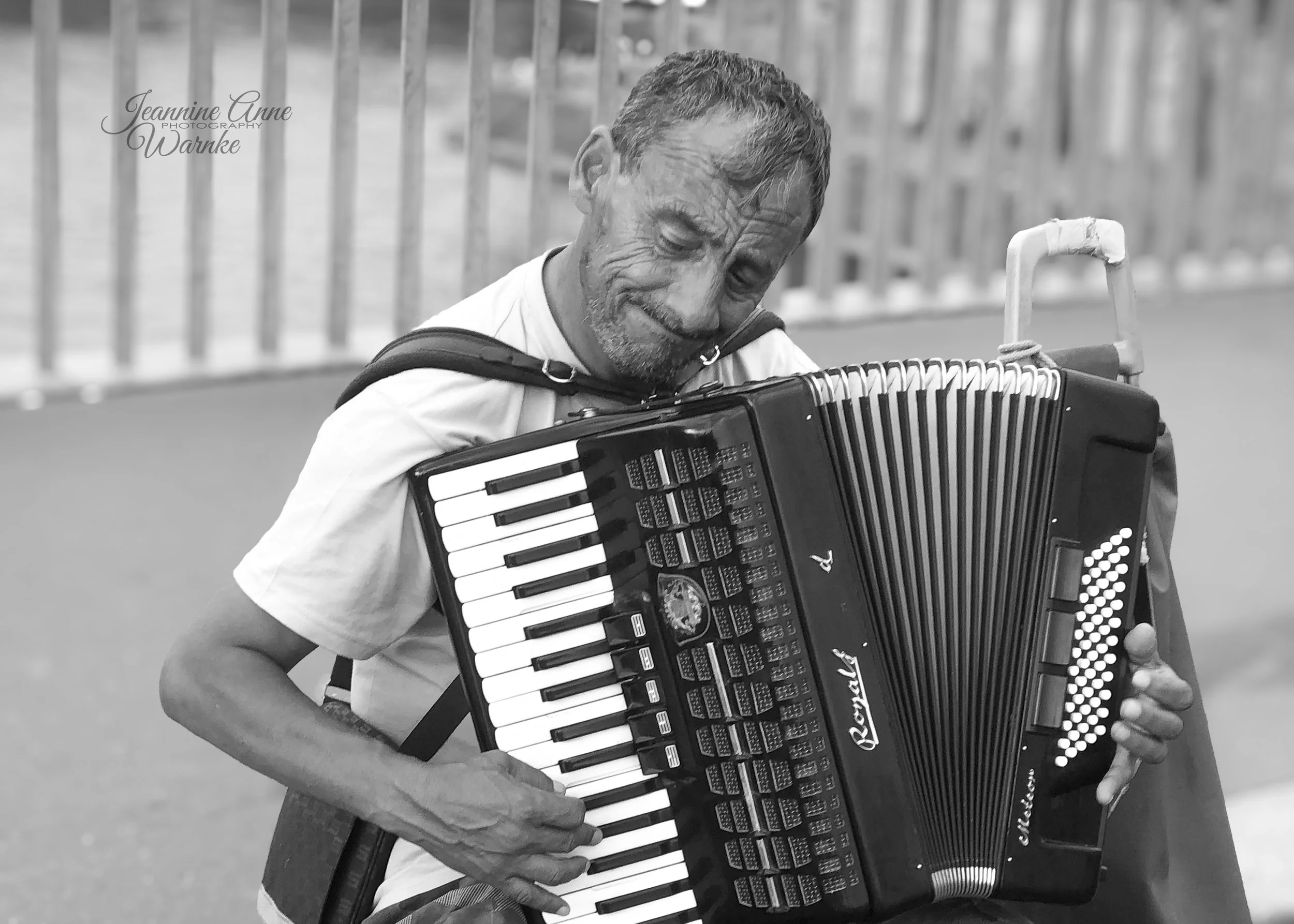 "Joueur de Musette"
Street musicians along the River Seine in Paris bring romance to life.