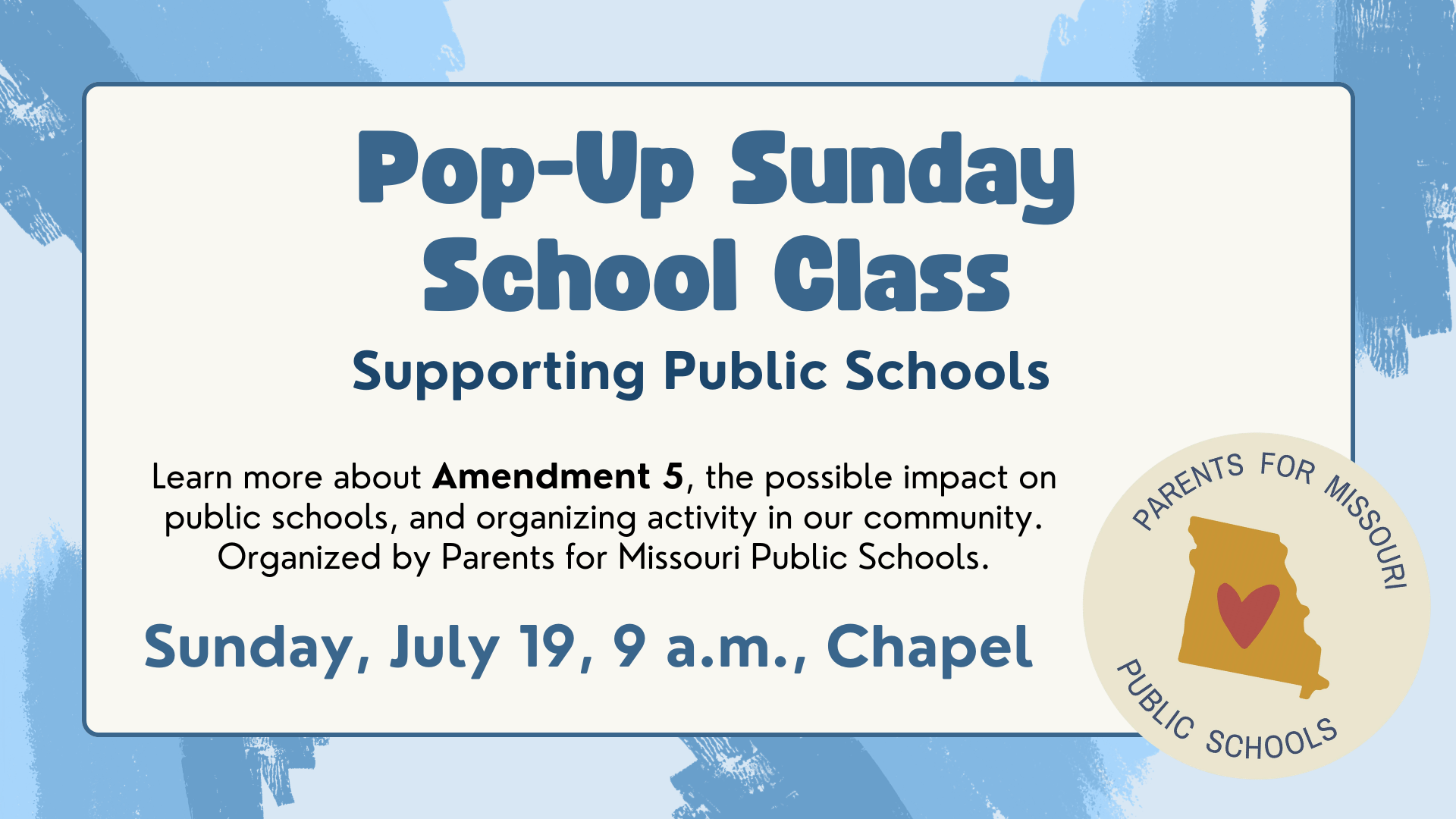 Pop-Up Sunday School Class: Supporting Public Schools