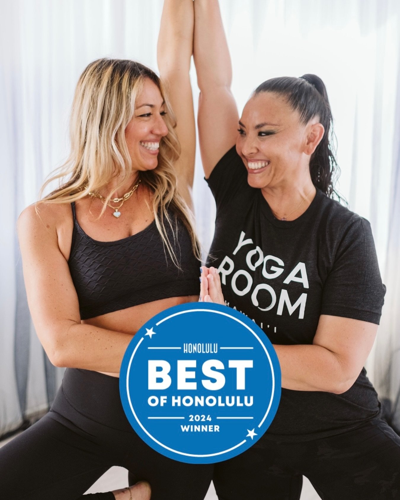 🎉 Best of Honolulu 2024 🍾

Wow!! Thank you so much to our amazing community for voting for Yoga Room Hawaii as their favorite yoga studio!
We just got the word, and for the second year in a row, Yoga Room Hawaii was voted The Best Yoga Studio for B