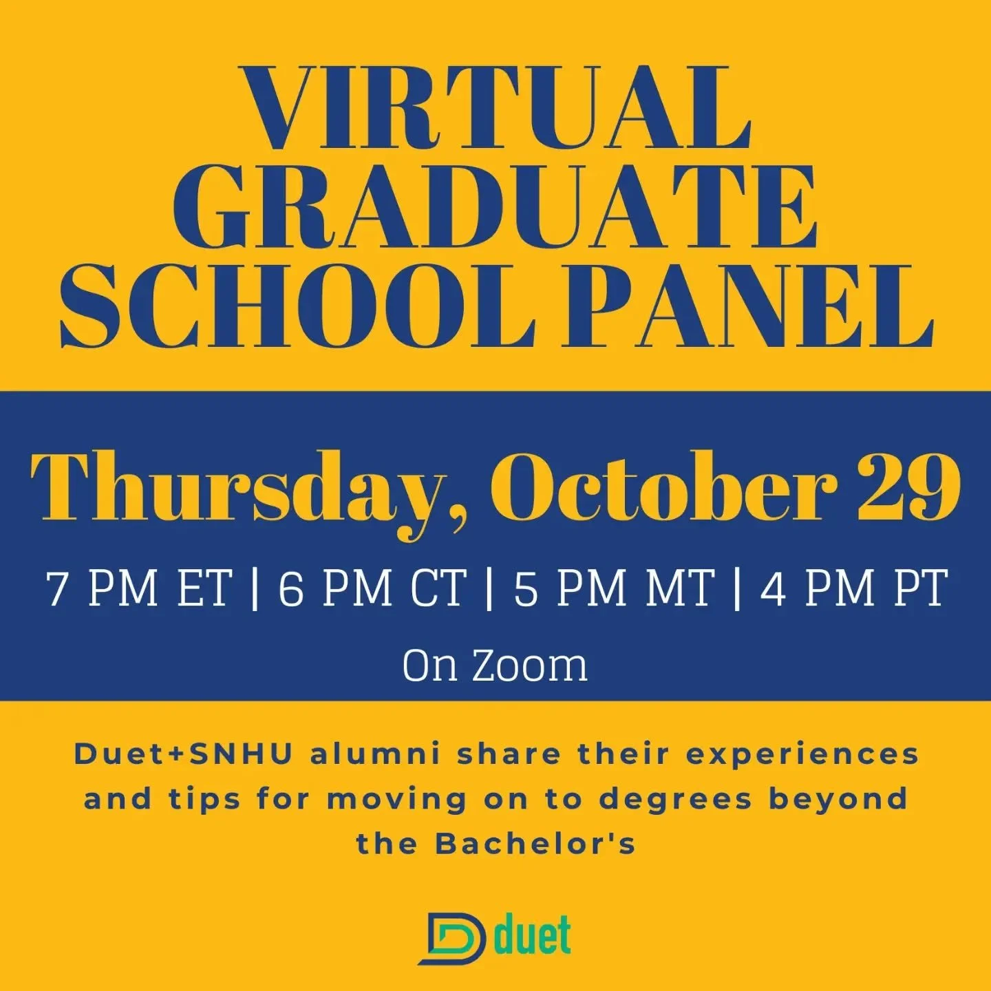You asked! We're delivering! Join us this Thursday to hear from Duet alumni on their grad school journey! Register using the link in bio