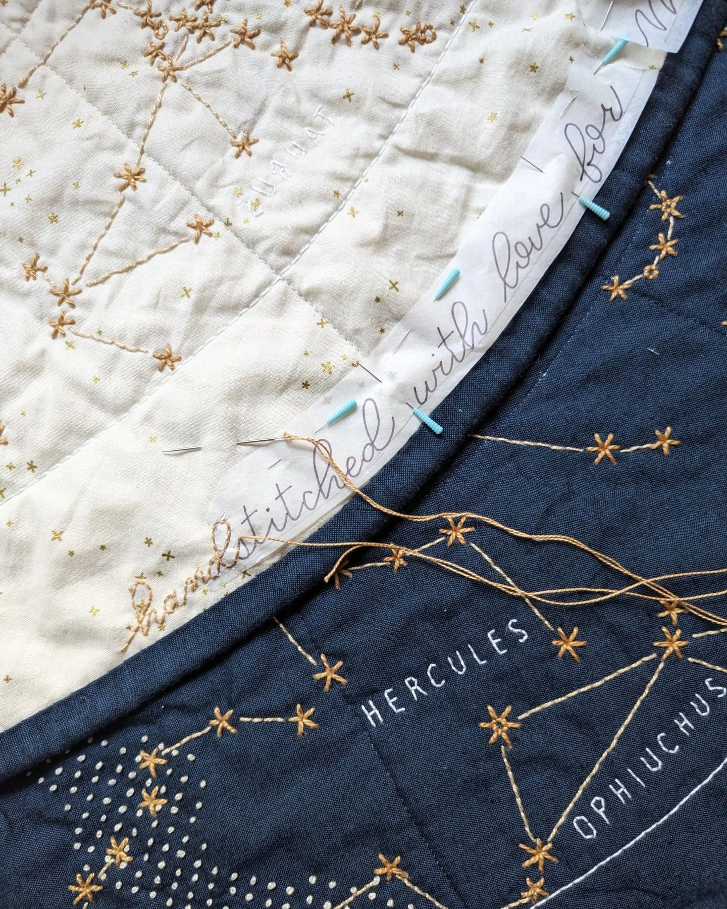 Just adding my finishing touches... 🧵🪡

#constellationquilt #handsewing #handquilted #handquilting #handstitched #handmade #babyquilt #modernquilting #madewithlove #makersgonnamake #handstitchedwithlove