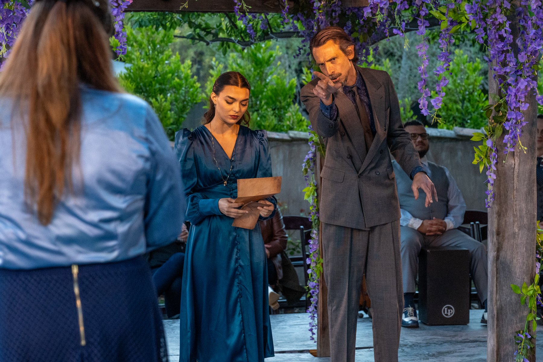 Celeste Lagrange as Ophelia and Christopher McElwain as Polonius