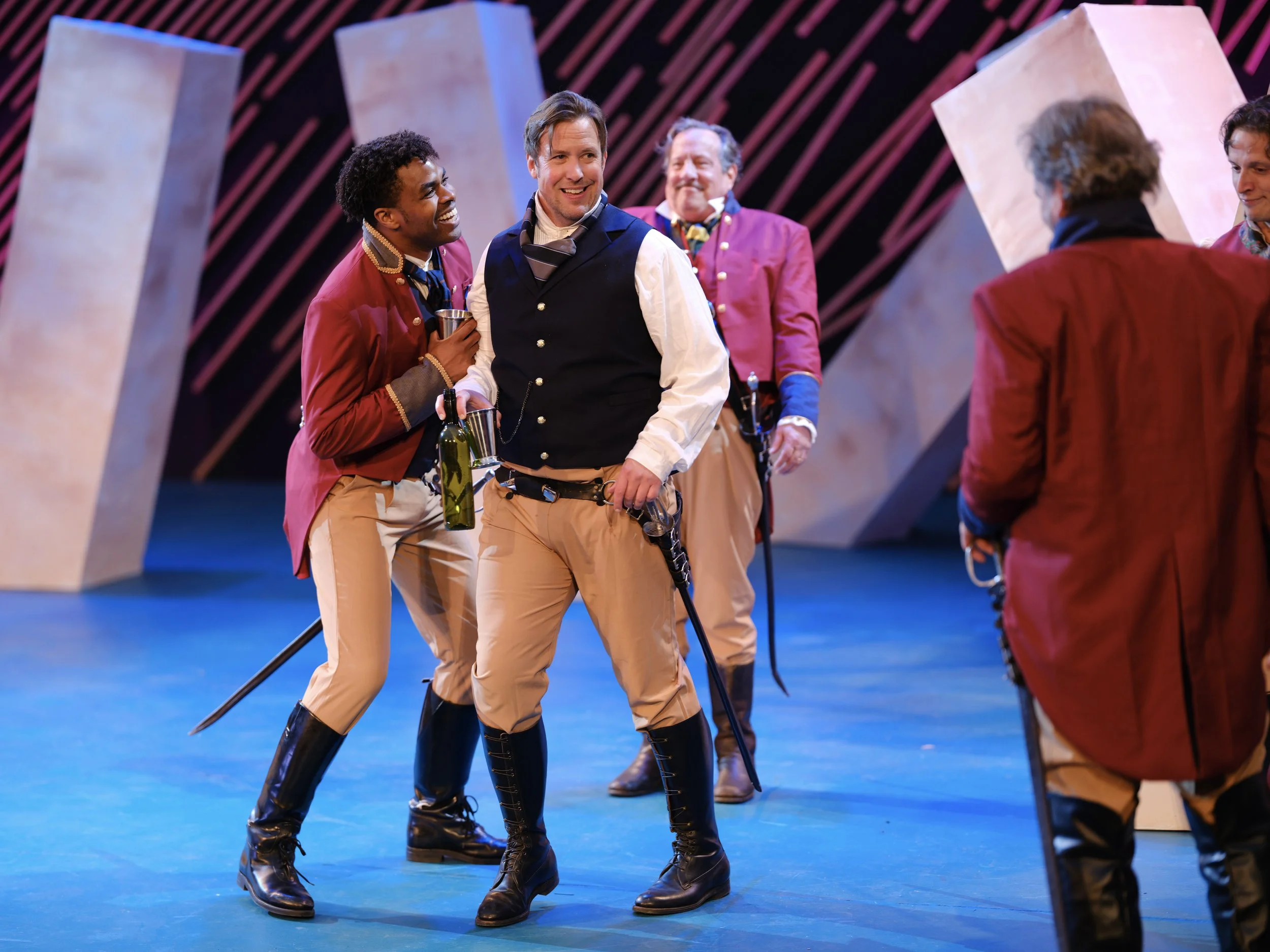 L/R: Jared Walters as Cassio, J. Matthew Gordon as Iago, & James Brady as Soldier
