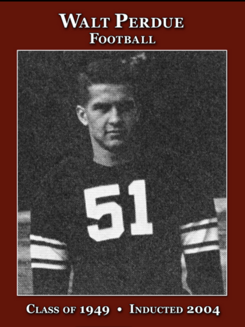 The four-sport athlete was an all-state running back and team co-captain his senior year season when the Maroons had a 6-3 record. He also played defensive back. Perdue capped his career by accounting for 207 of Ridgewood’s 302 yards gained (including two runs of over 60 yards) in the 32-6 Thanksgiving Day victory over Fair Lawn. He scored three touchdowns in the Lodi win.Perdue played basketball three years, earned two varsity letters in track and one in baseball. He was awarded the RHS Award for Excellence in Athletics in 1949 and also the 18th annual High Y Award. He was offered several scholarships. He sandwiched a stint in the Marine Corps in his college years at Lehigh, playing football in college. He owned Perdue’s Sport Shop in Ridgewood for a number of years.