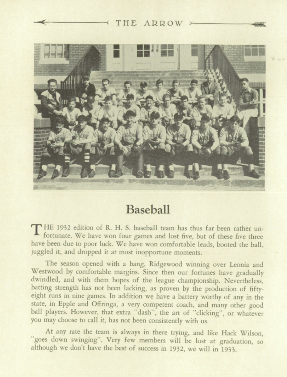 1932 Boys’ Baseball Team