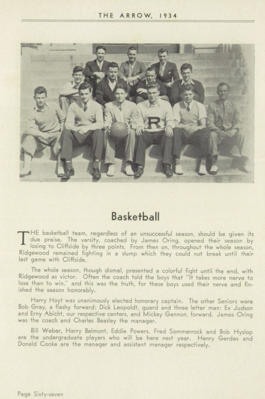 1934 Boys’ Basketball Team