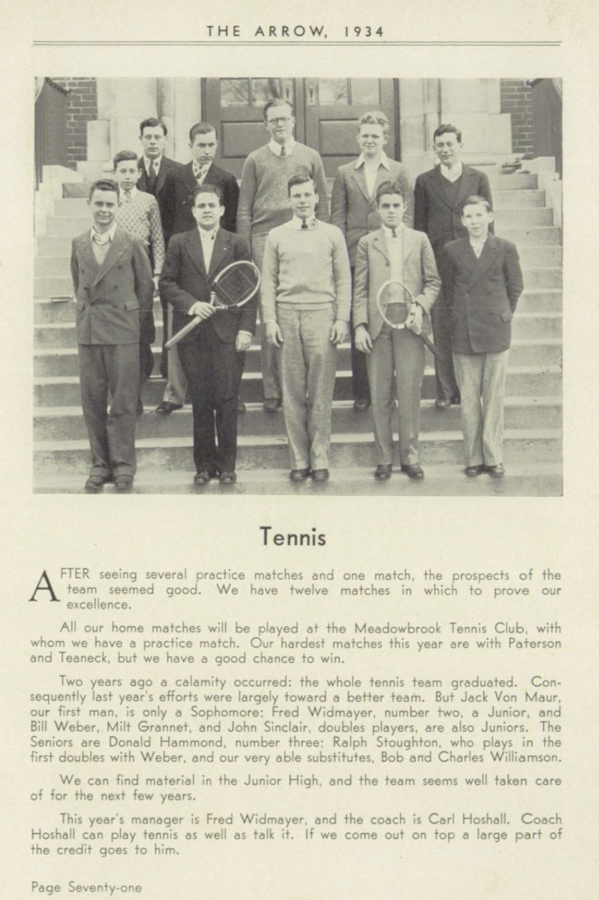 1934 Boys’ Tennis Team