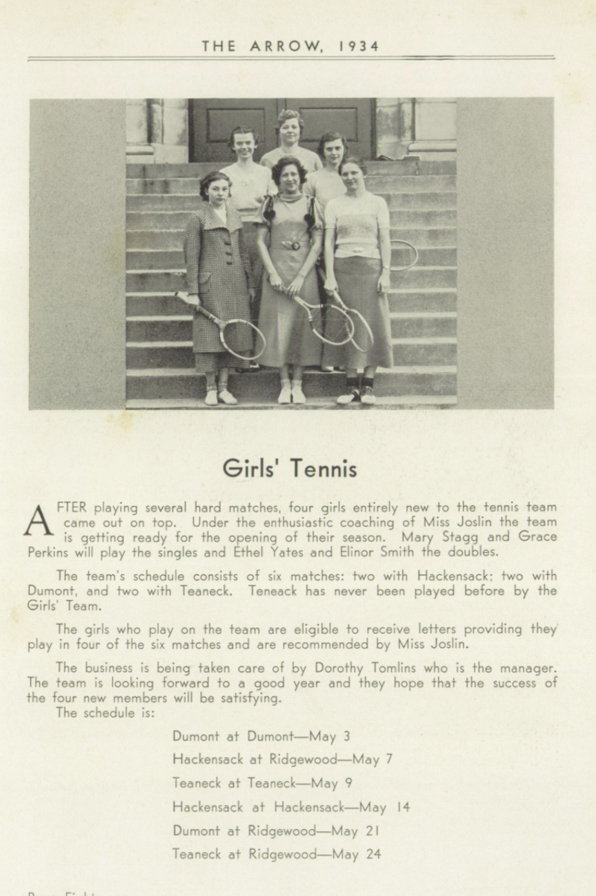 1934 Girls’ Tennis Team