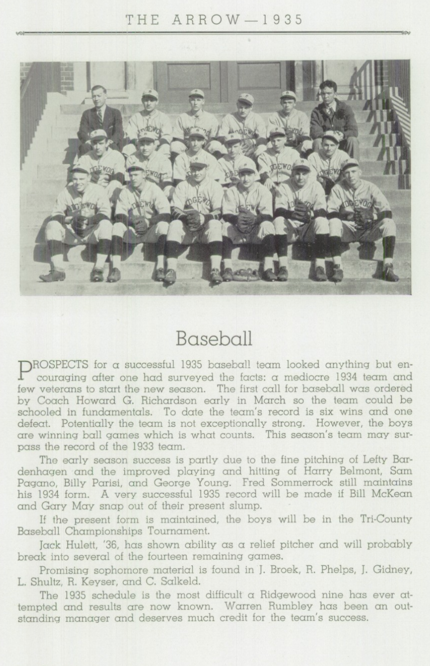 1935 Boys’ Baseball Team