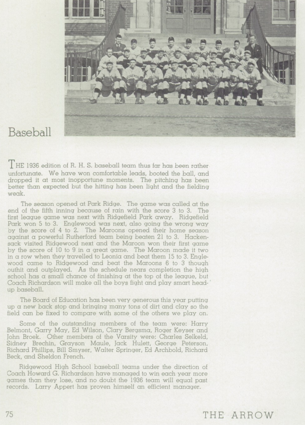 1936 Boys’ Baseball Team