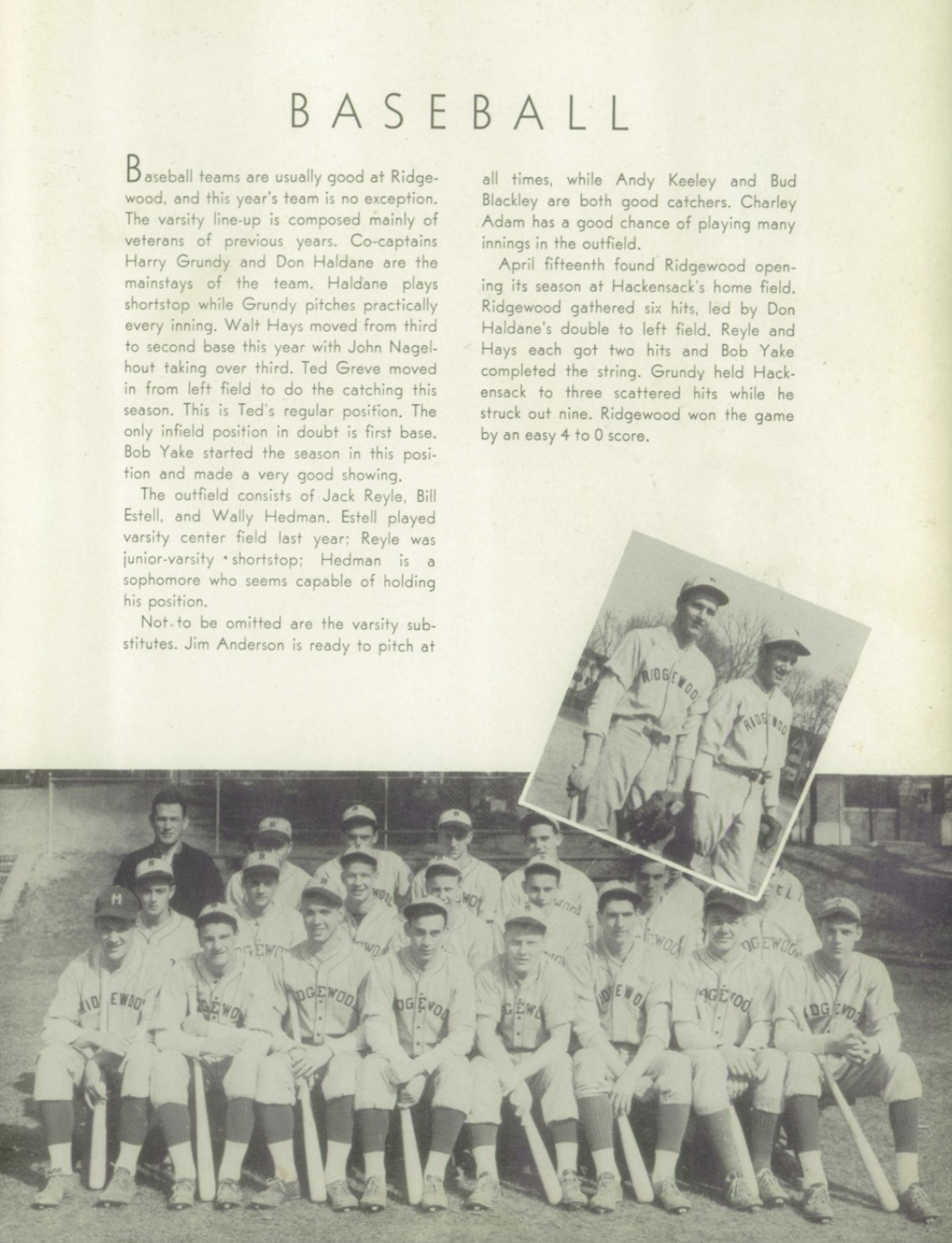 1942 Boys’ Baseball Team