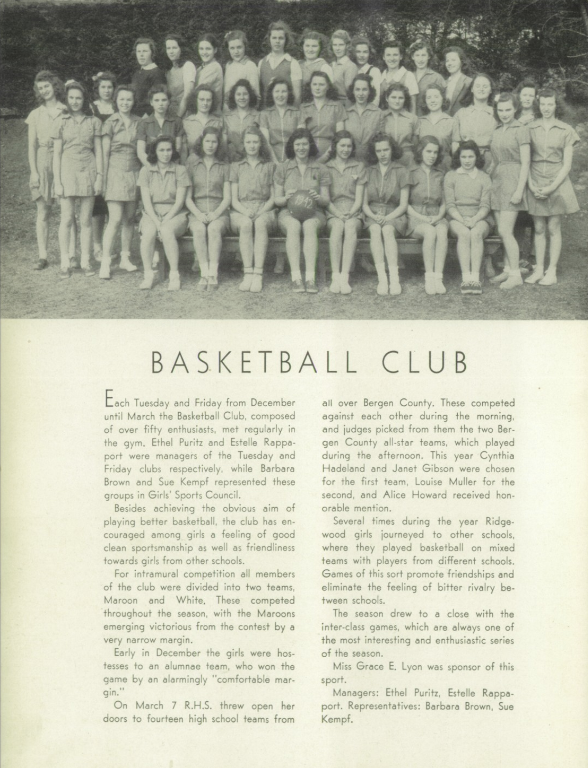 1942 Girls’ Basketball Team