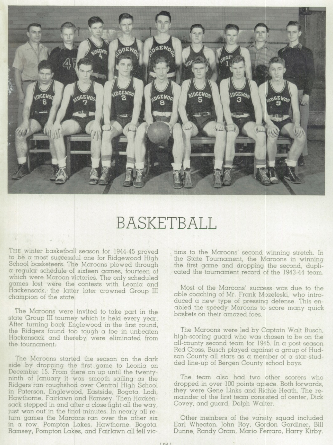 1945 Boys’ Basketball Team