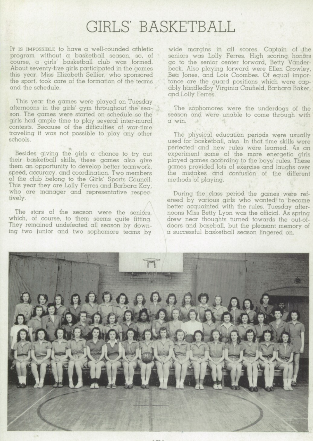 1945 Girls’ Basketball Team