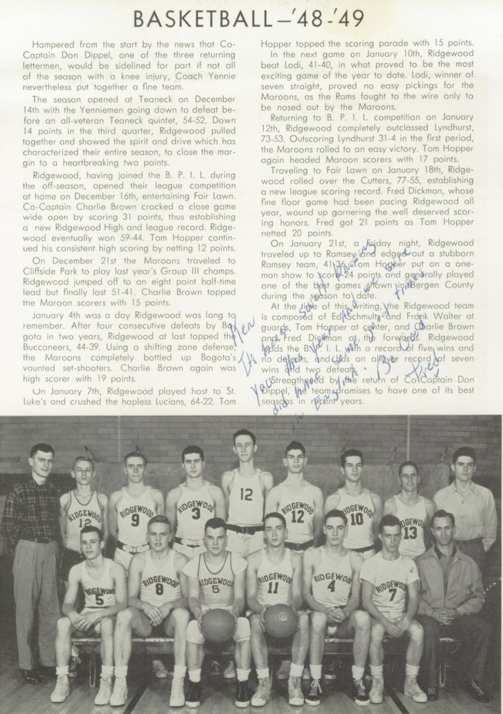 1949 Boys’ Basketball Team